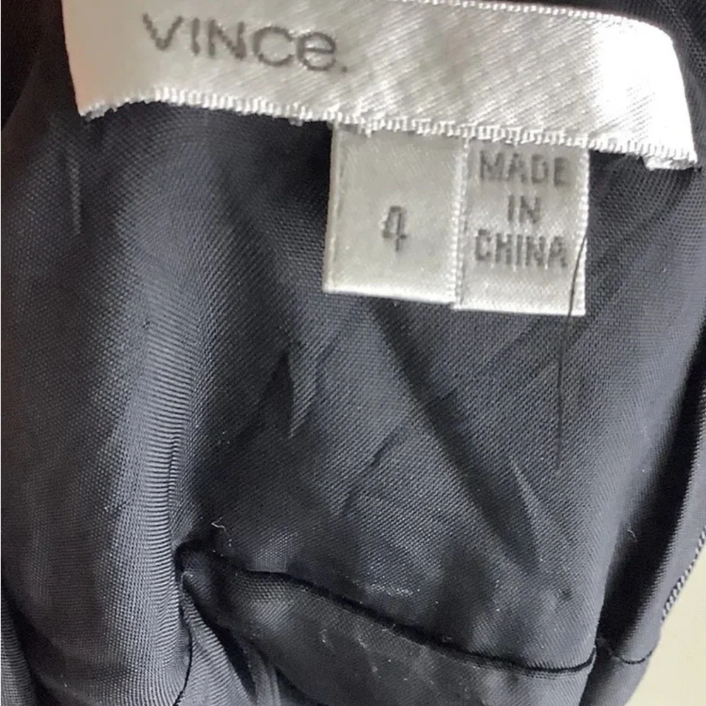 Vince Sz 4 Wool Angora Color Block Pleat A-Line Skirt Black Gray Business - Picture 6 of 7